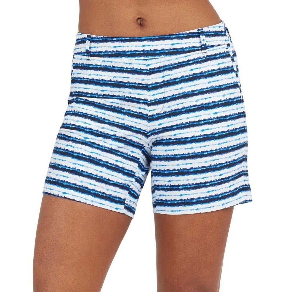 Spanx Sunshine Shorts 6" Women's Blue Stripe Pull On Strech 50213R Size M